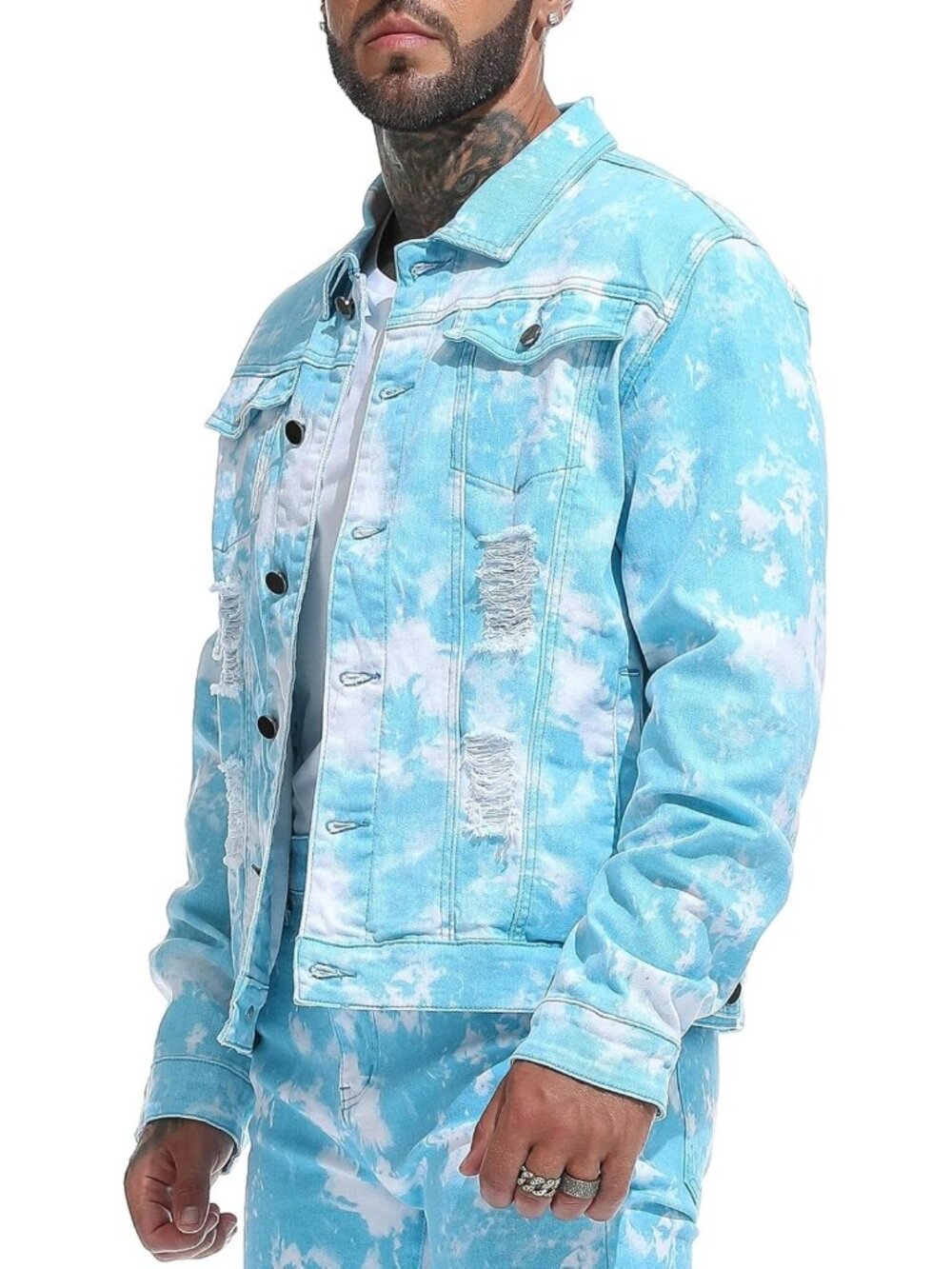 Men's Stretch Vintage Washed Denim Jacket - Casual Fashion Outerwear, Stylish
